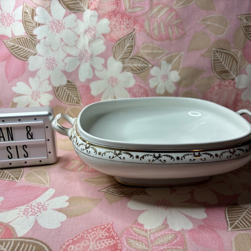 Elegant White and Gold Serving Dish
